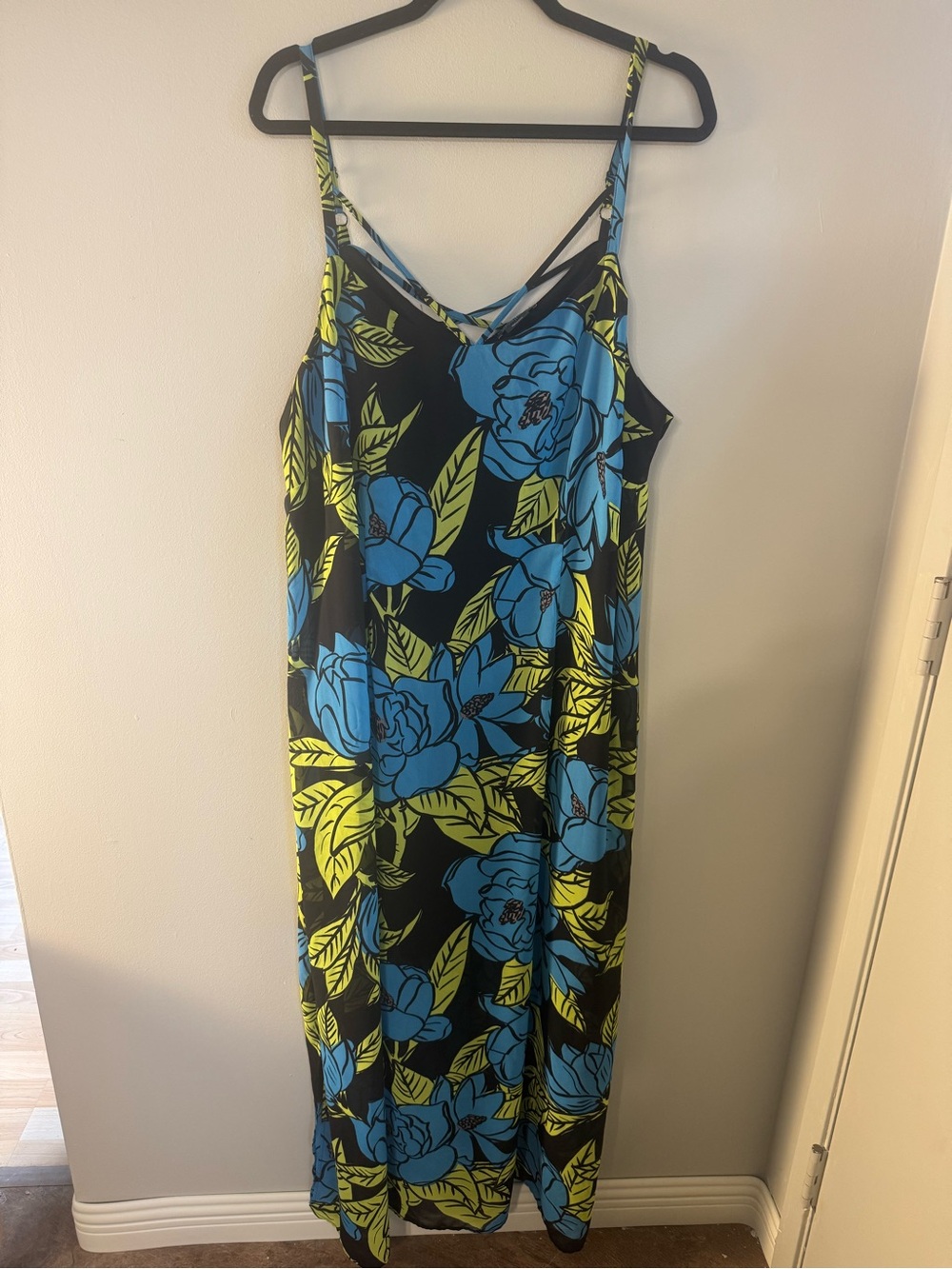 MBLM by TESS HOLLIDAY Women's Floral Maxi DRESS Plus Size 2X Blue Green